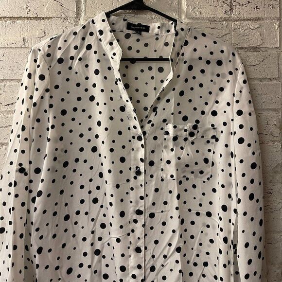 Spense Polka Dot Semi Sheer Blouse Large - Picture 1 of 11